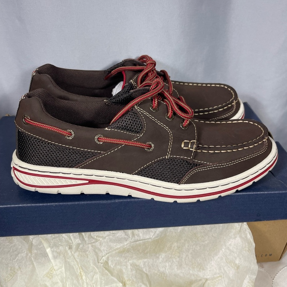 G. H. BASS Men’s Oceanside Leather Boat Shoes Chocolate Brown  Cushion Stop 9.5